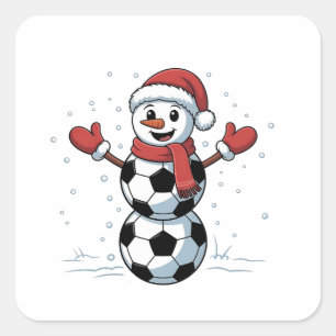 Pegatina Cuadrada Muñeco de nieve Fútbol Navidad Santa Béisbol Depor