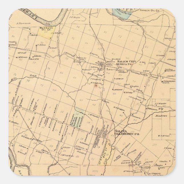 Pegatina Cuadrada Municipio de Cranberry (Anverso)