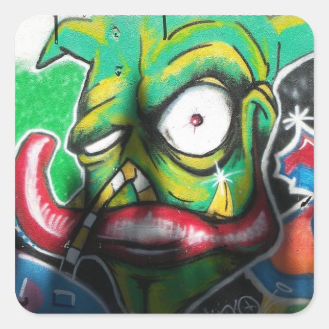 Pegatina Cuadrada Mural en pared (Anverso)