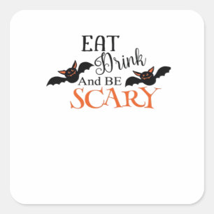 Pegatina Cuadrada Murciélagos de Halloween sean divertidos Meme ater