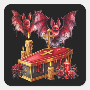 Pegatina Cuadrada Murciélagos Vampiros