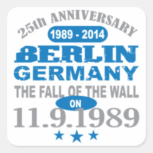 Pegatina Cuadrada Muro de Berlín Alemania aniversario de 25 años
