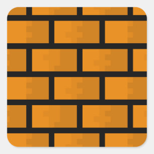 Pegatina Cuadrada Muro de ladrillo de 8 bits