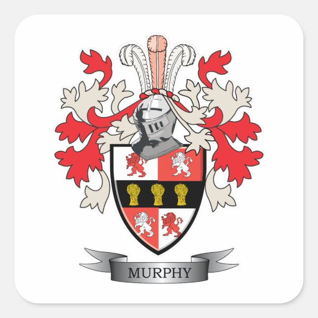 Pegatina Cuadrada Murphy-Coat-of-Arms (Anverso)
