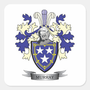 Pegatina Cuadrada Murray Family Crest Coat of Arms