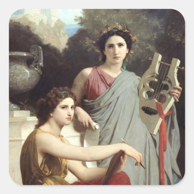 Pegatina Cuadrada Musas de arte y literatura (Anverso)
