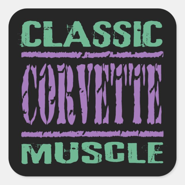 Pegatina Cuadrada Músculo Corvette clásico (Anverso)