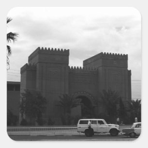 Pegatina Cuadrada Museo Vintage Iraq Bagdad 1970