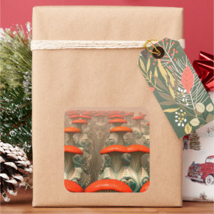 Pegatina Cuadrada Mushroom Alien Planet