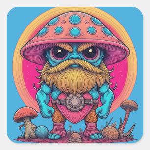 Pegatina Cuadrada Mushroom de la montaña Burly