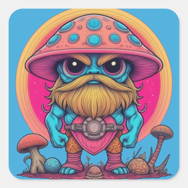 Pegatina Cuadrada Mushroom de la montaña Burly (Anverso)