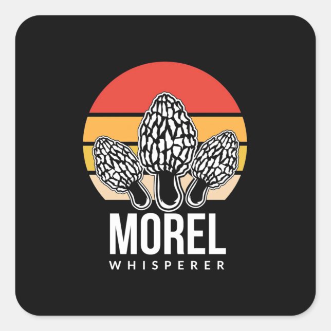 Pegatina Cuadrada Mushroom Hunter Morel Whisperer (Anverso)