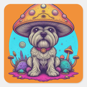 Pegatina Cuadrada Mushroom Mutt