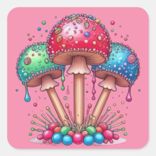 Pegatina Cuadrada Mushroom Pops