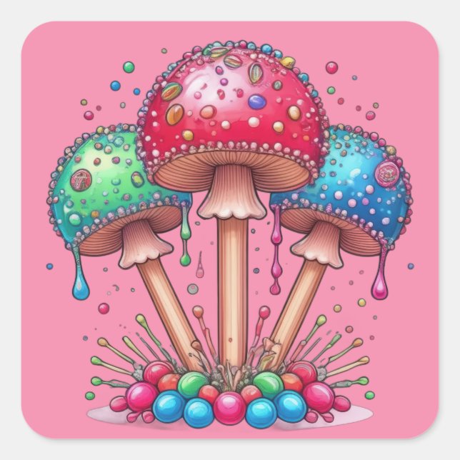 Pegatina Cuadrada Mushroom Pops (Anverso)
