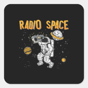 Pegatina Cuadrada Music Lover Astronomy Radio Space Stars Universe