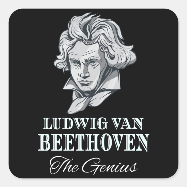 Pegatina Cuadrada Music - Ludwig Van Beethoven The Genius (Anverso)