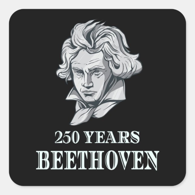 Pegatina Cuadrada Música - 250 Años De Ludwig van Beethoven (Anverso)