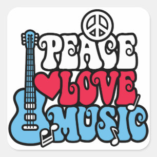 Pegatina Cuadrada Música americana del amor de la paz