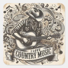 Pegatina Cuadrada Música de campo.