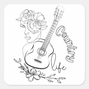 Pegatina Cuadrada Música de campo