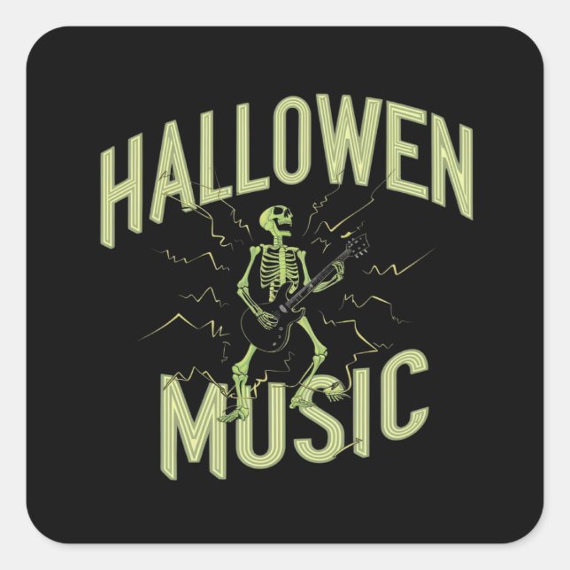 PEGATINA CUADRADA MÚSICA DE HALLOWEEN (Anverso)