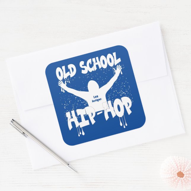 Pegatina Cuadrada Música divertida HIP HOP de la ANTIGUA ESCUELA (Sobre)