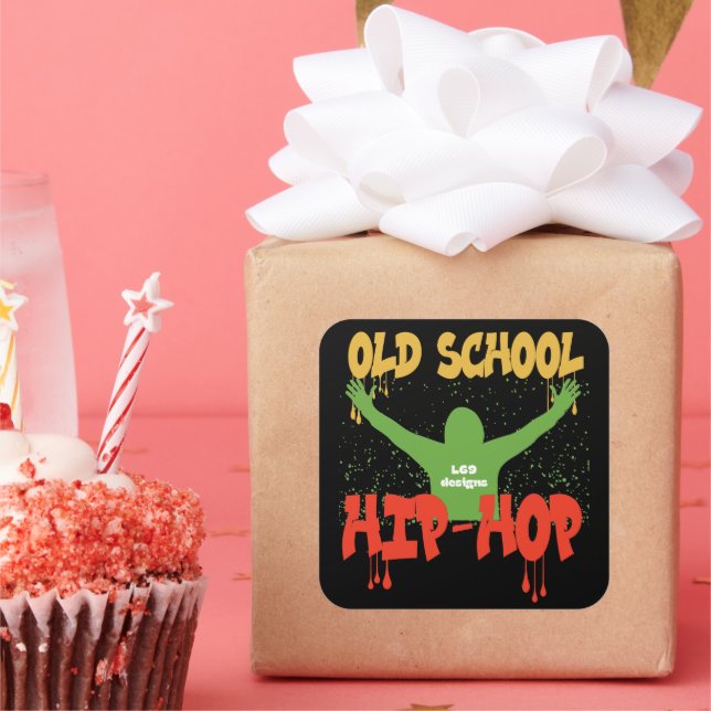Pegatina Cuadrada Música divertida HIP HOP de la ANTIGUA ESCUELA (Fiesta)