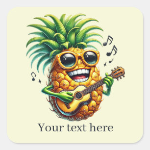 Pegatina Cuadrada Música divertida tocando piña