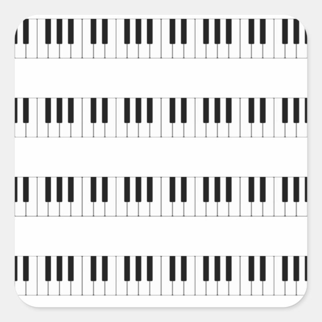 Pegatina Cuadrada Música: Patrón de teclado de piano (Anverso)