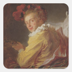 Pegatina Cuadrada Música, un retrato de Monsieur de la Breteche