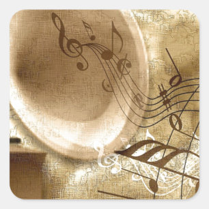Pegatina Cuadrada Música vintage