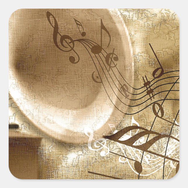 Pegatina Cuadrada Música vintage (Anverso)