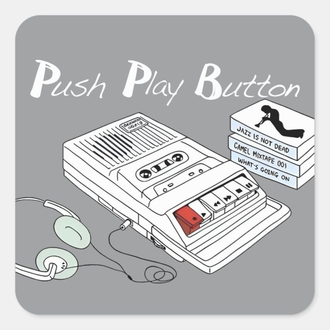 Pegatina Cuadrada Música Vintage  (Anverso)