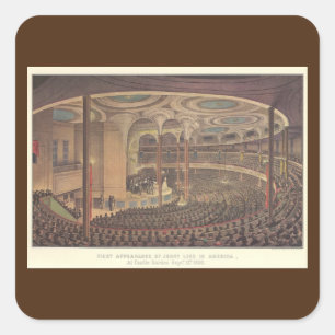 Pegatina Cuadrada Música Vintage, Jenny Lind, cantante de ópera suec