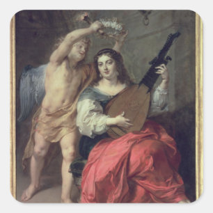 Pegatina Cuadrada Música y amor, 1652
