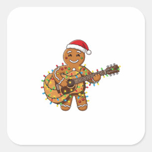 Pegatina Cuadrada Músico de jengibre adorable tocando la guitarra