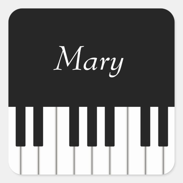 Pegatina Cuadrada Músico de piano personalizado del clásico teclado (Anverso)