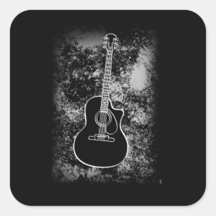 Pegatina Cuadrada Músico de rock gráfico de guitarra Grunge Jazz