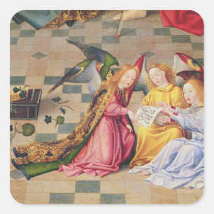 Pegatina Cuadrada Músicos de ángel del panel derecho del retablo