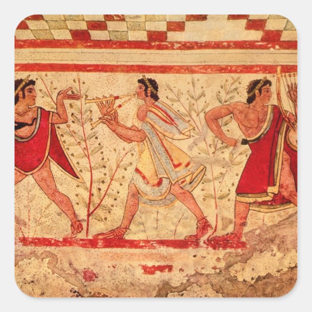 Pegatina Cuadrada Músicos de Etrusca (Anverso)