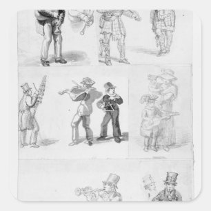 Pegatina Cuadrada Músicos de la calle de Londres