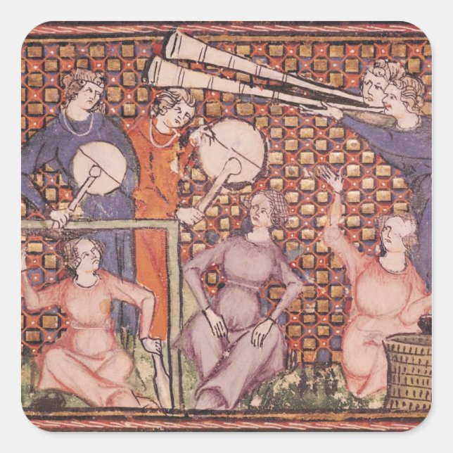 Pegatina Cuadrada Músicos de Ovide Moralize (Anverso)