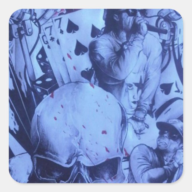 Pegatina Cuadrada Músicos pop Blue Purple Art Print (Anverso)