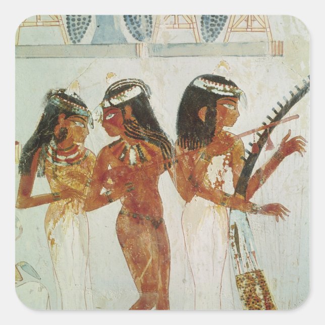 Pegatina Cuadrada Músicos y una bailarina (Anverso)