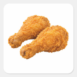 Pegatina Cuadrada Muslo de Pollo Crujiente Aislado