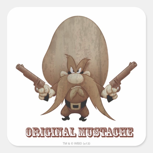Pegatina Cuadrada Mustache original (Anverso)
