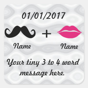 Pegatina Cuadrada Mustache y labios PersonalizarCABLES