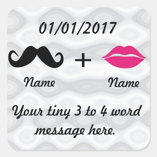Pegatina Cuadrada Mustache y labios PersonalizarCABLES (Anverso)