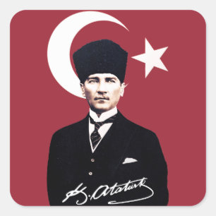 Pegatina Cuadrada Mustafa Kemal Atatürk